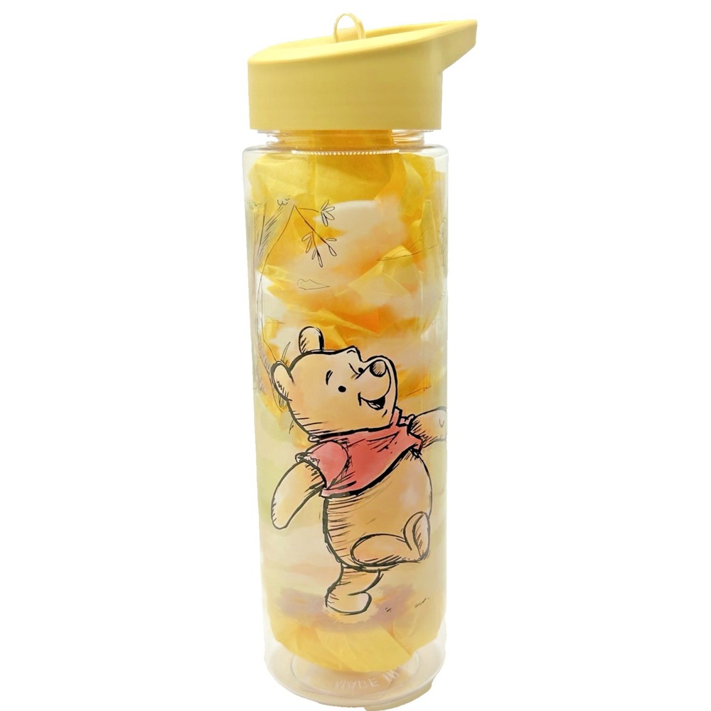 Disney Winnie the Pooh Clear Water Bottle Straw Flip Lid 10 in